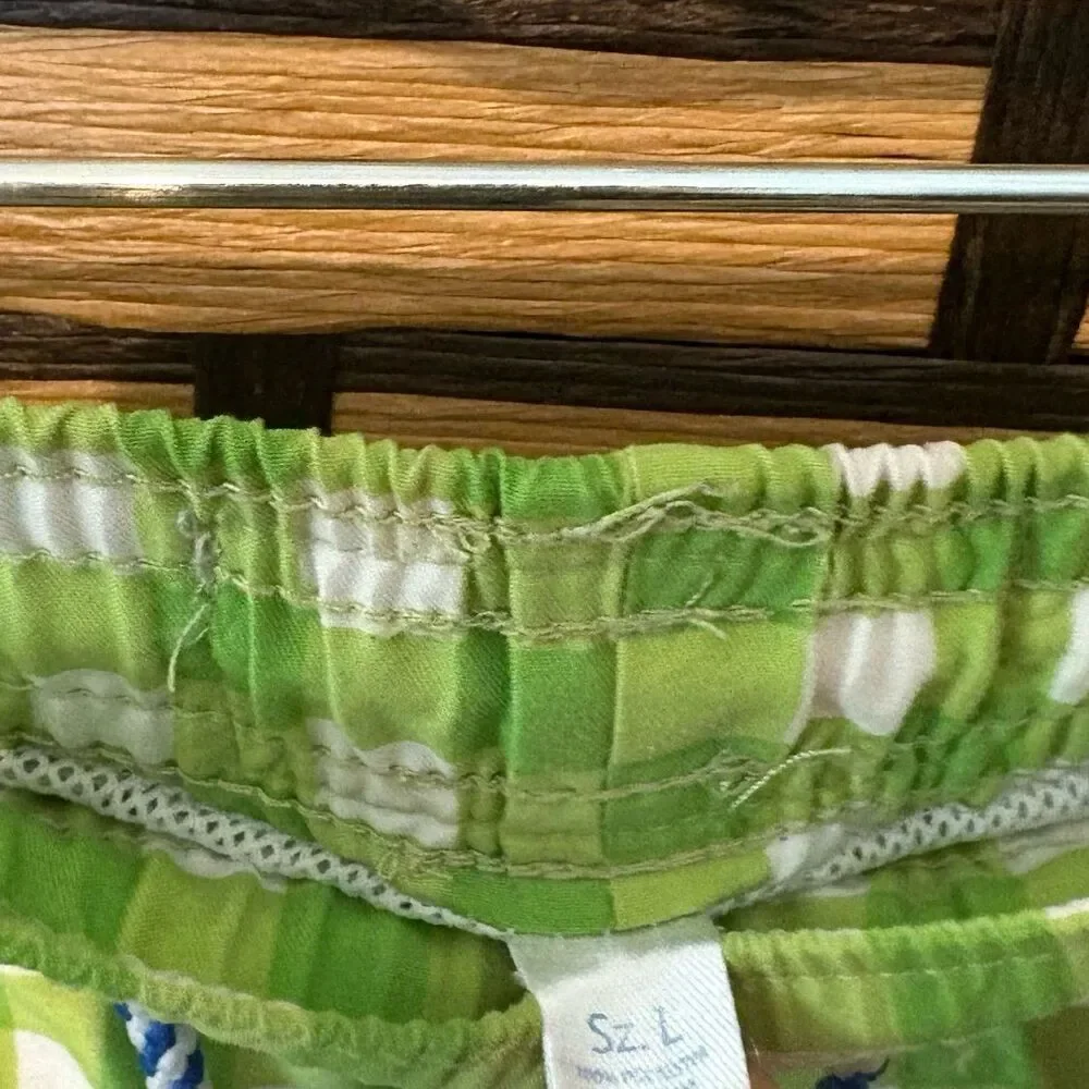 Southern Tide Green And White Checkered Swim Trunks‎ Size Large